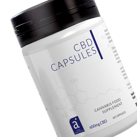 CBD Capsules 600mg (60 Capsules x 10mg) - Cannabis Food Supplement (Plastic Jar)